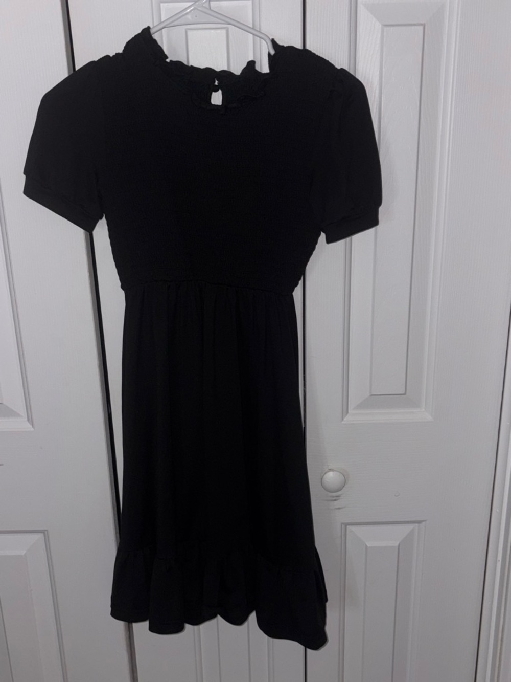 Amazon Black Smocked Bodice Kids Dress with Ruffle Hem